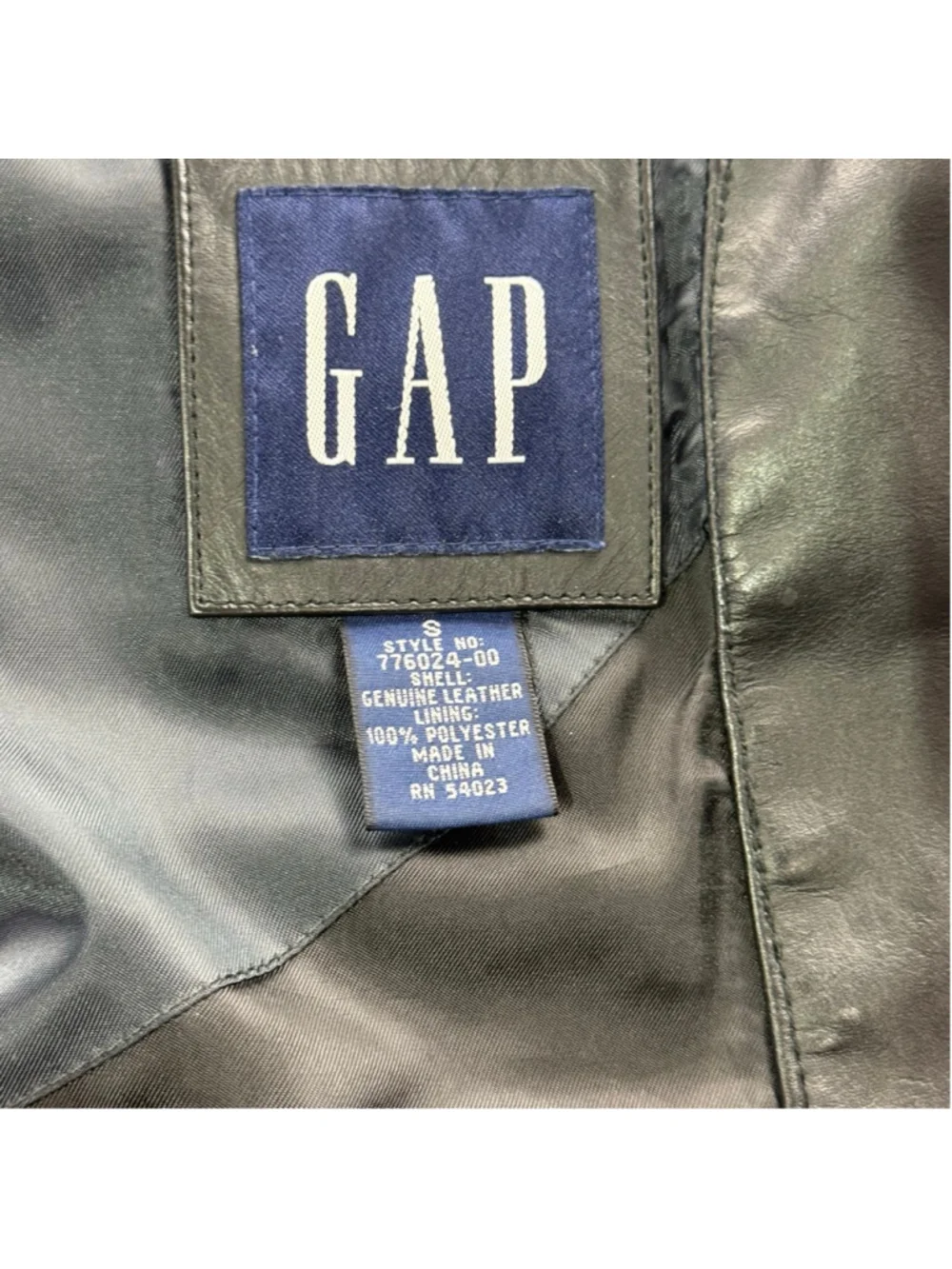 GAP Leather Jacket Mens S Blazer Genuine Leather 90s Y2K Indie Alt Black Vintage - Picture 8 of 14